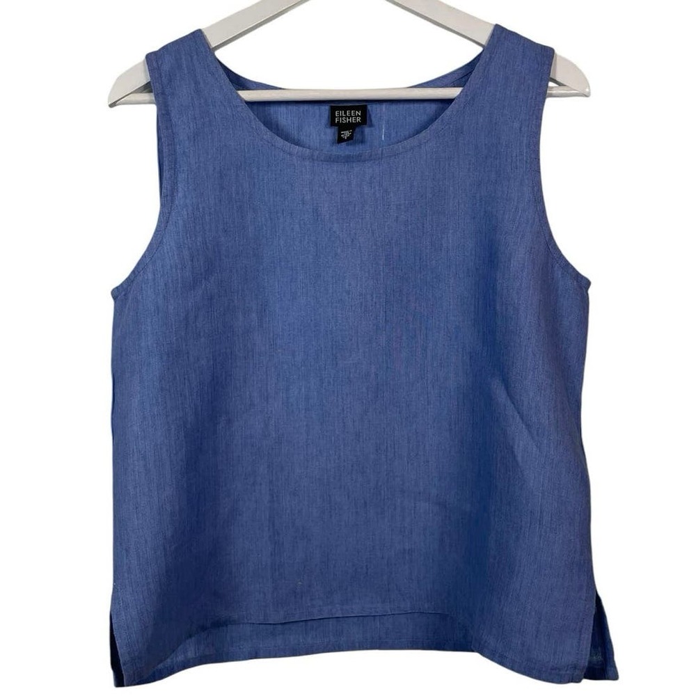 Eileen Fisher 100 Linen Tank Blue Size Small